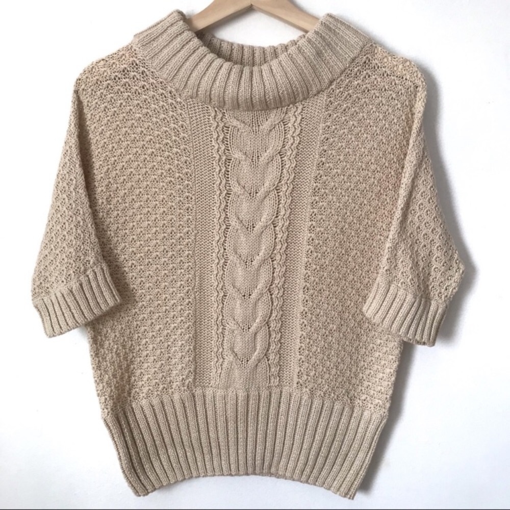 St. John Cream Mock Neck Knit Sweater Small